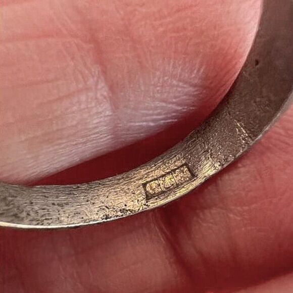 Vintage Mexican Black Inlay Ring Unisex - Picture 9 of 12